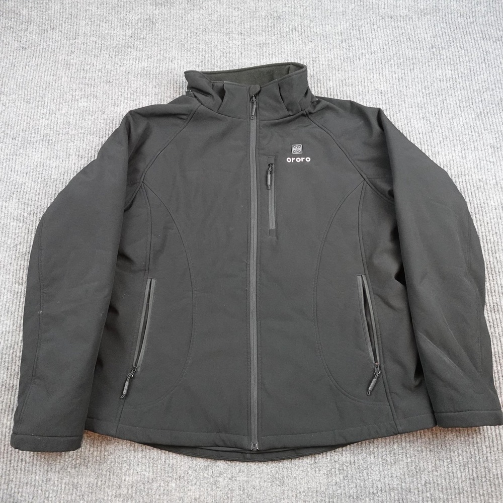 Ororo Heated Jacket Mens XL Black Softshell Windbreaker Full Zip Outdoor